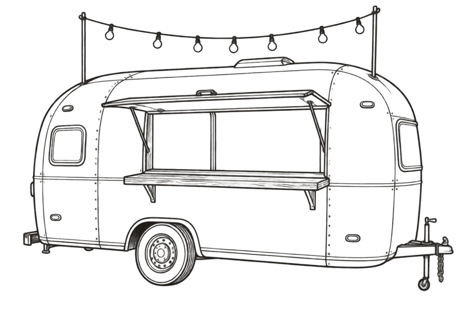 Drawing of the Ciao Napoli truck with string lights